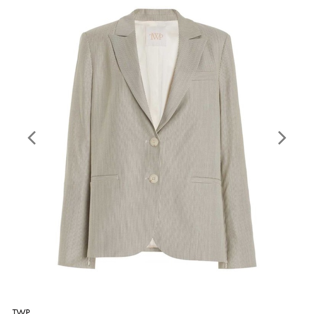 NEW TWP $895 Striped Wool Silk double breasted blazer Size XL